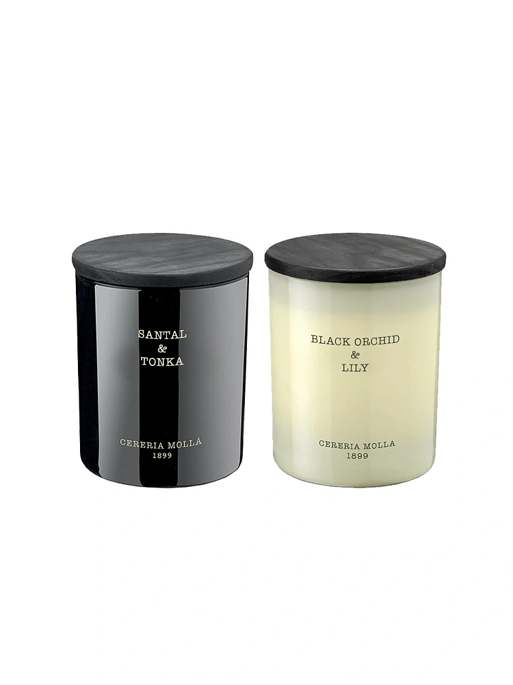 CM Подарочный сет свечей IV BOUTIQUE Black Orchid & Lily / Santal & Tonka, 230г х 2 шт